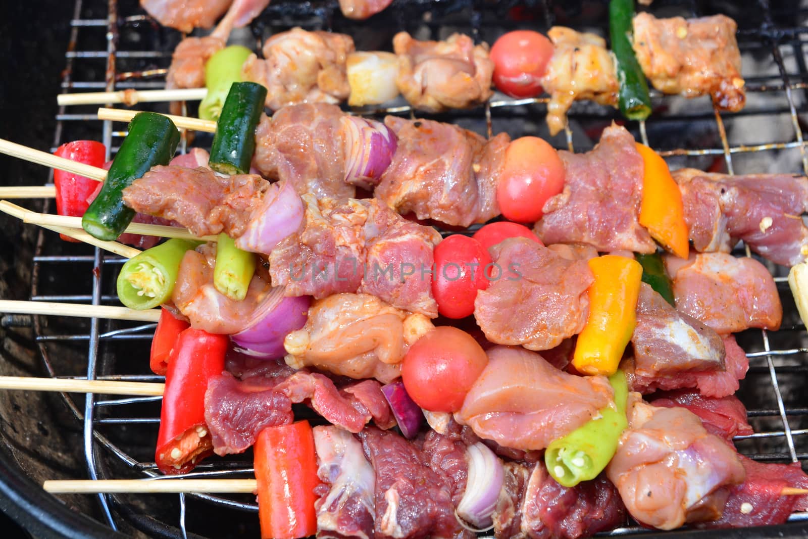 Barbecue on hot charcoal