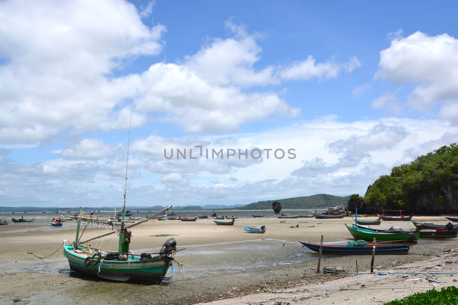 Traditional Thai boats near the beach. Thailand