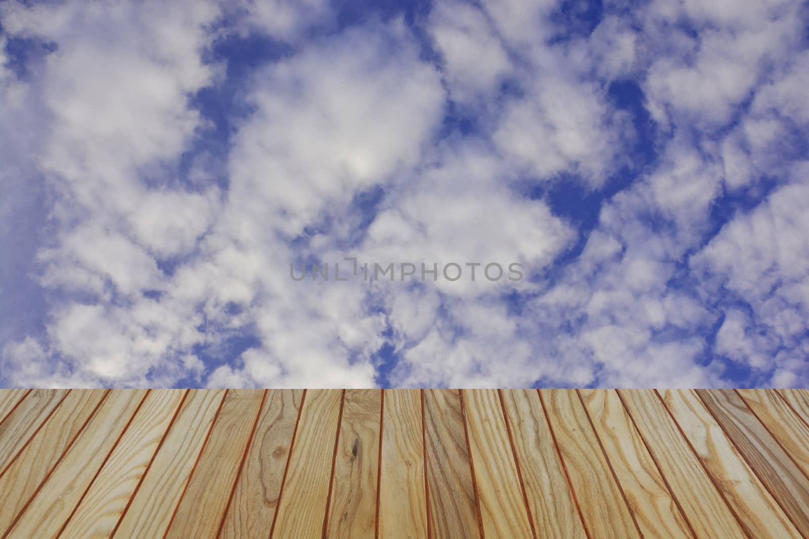 sky background with  wooden planks