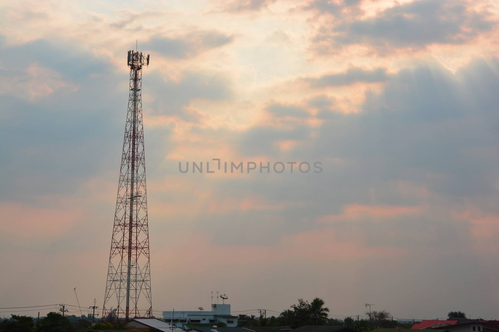 Telecommunications towers near the sky