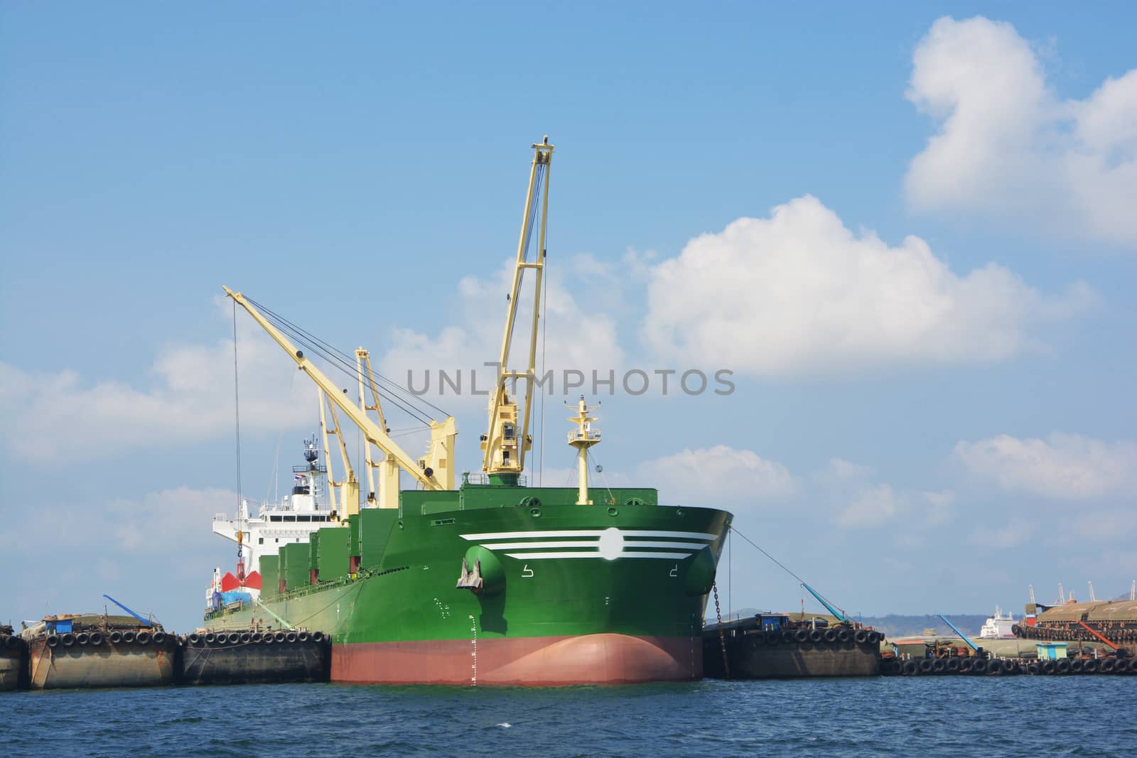 cargo ship with crane by ideation90