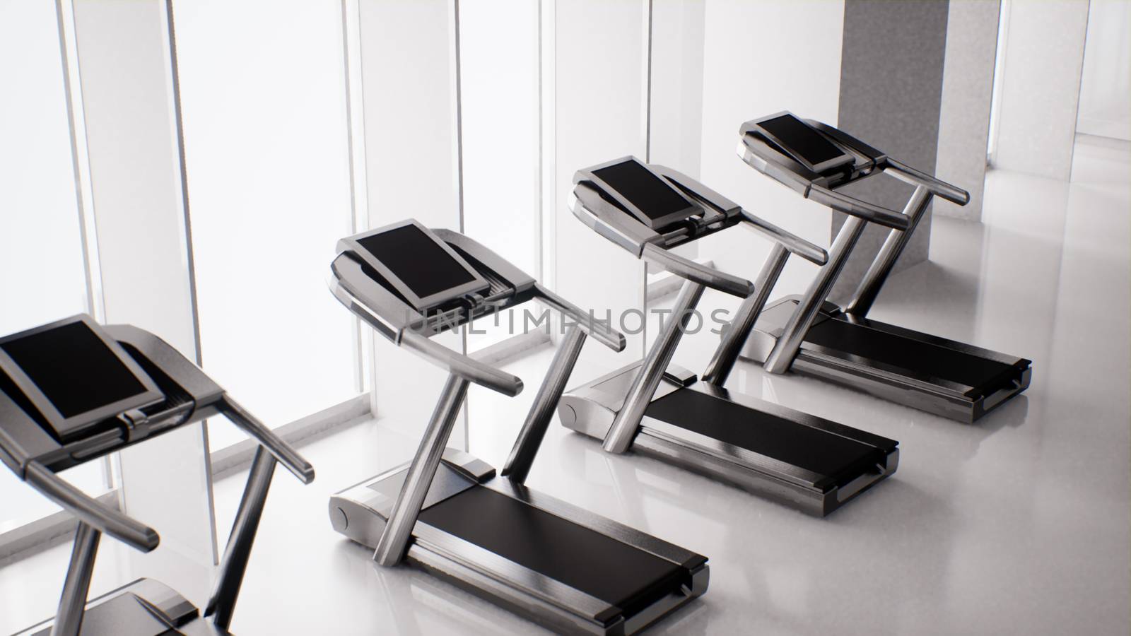 empty gym interior with exercise equipment modern fitness center 3d rendering