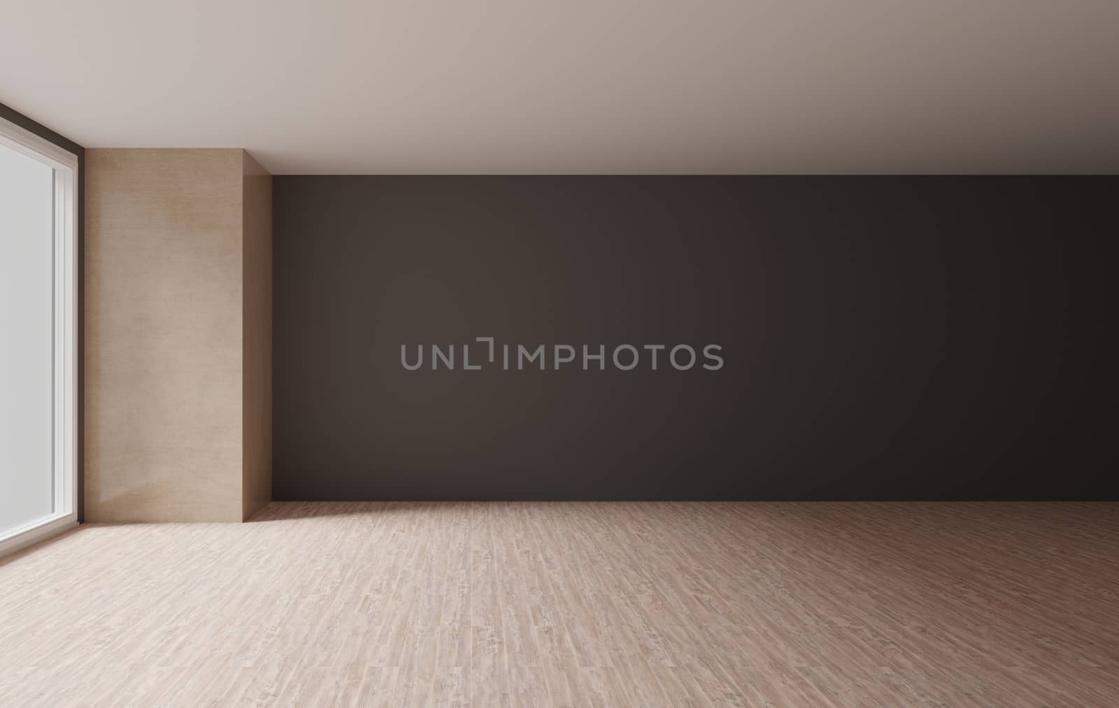 interior empty room with earth tone colors, minimalist design co by CREATIVEWONDER