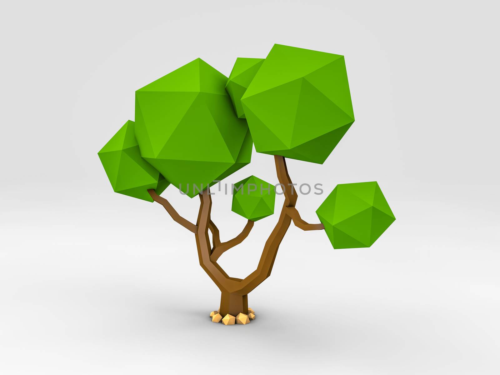 3d Rendering of tree in low poly style, clipping path included by tussik