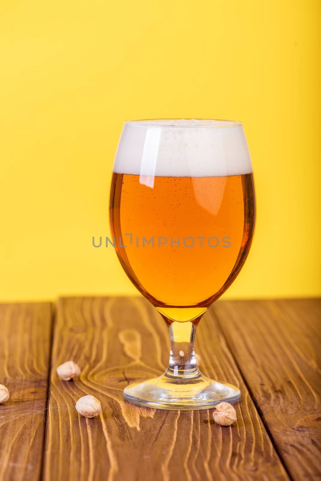 Light Beer with Bubbles and Foam Background. 