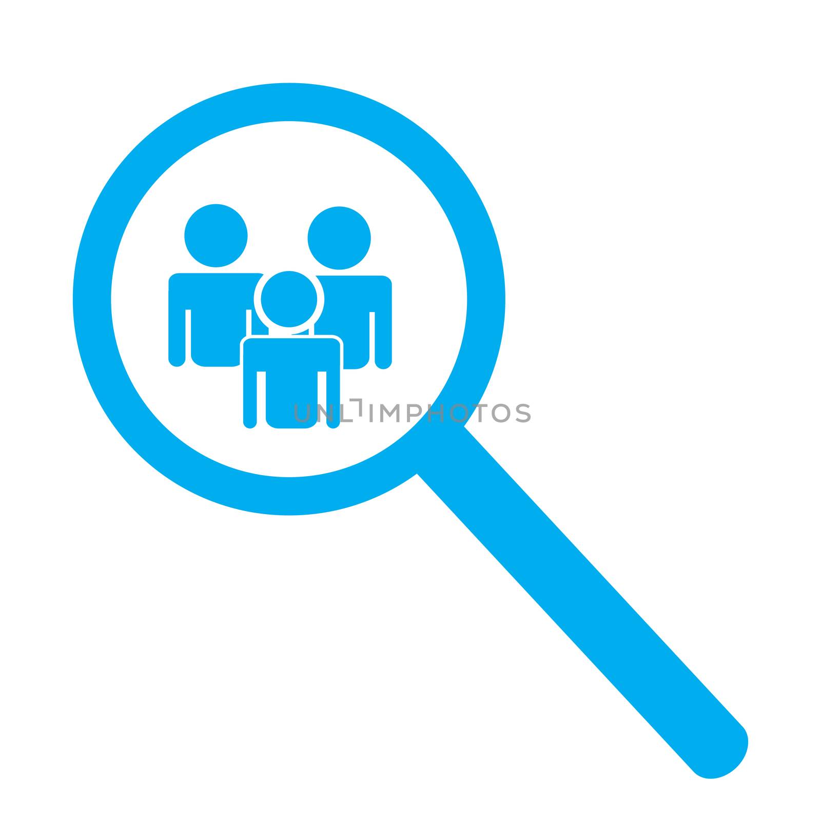 search people icon. magnifier glass searching people. 