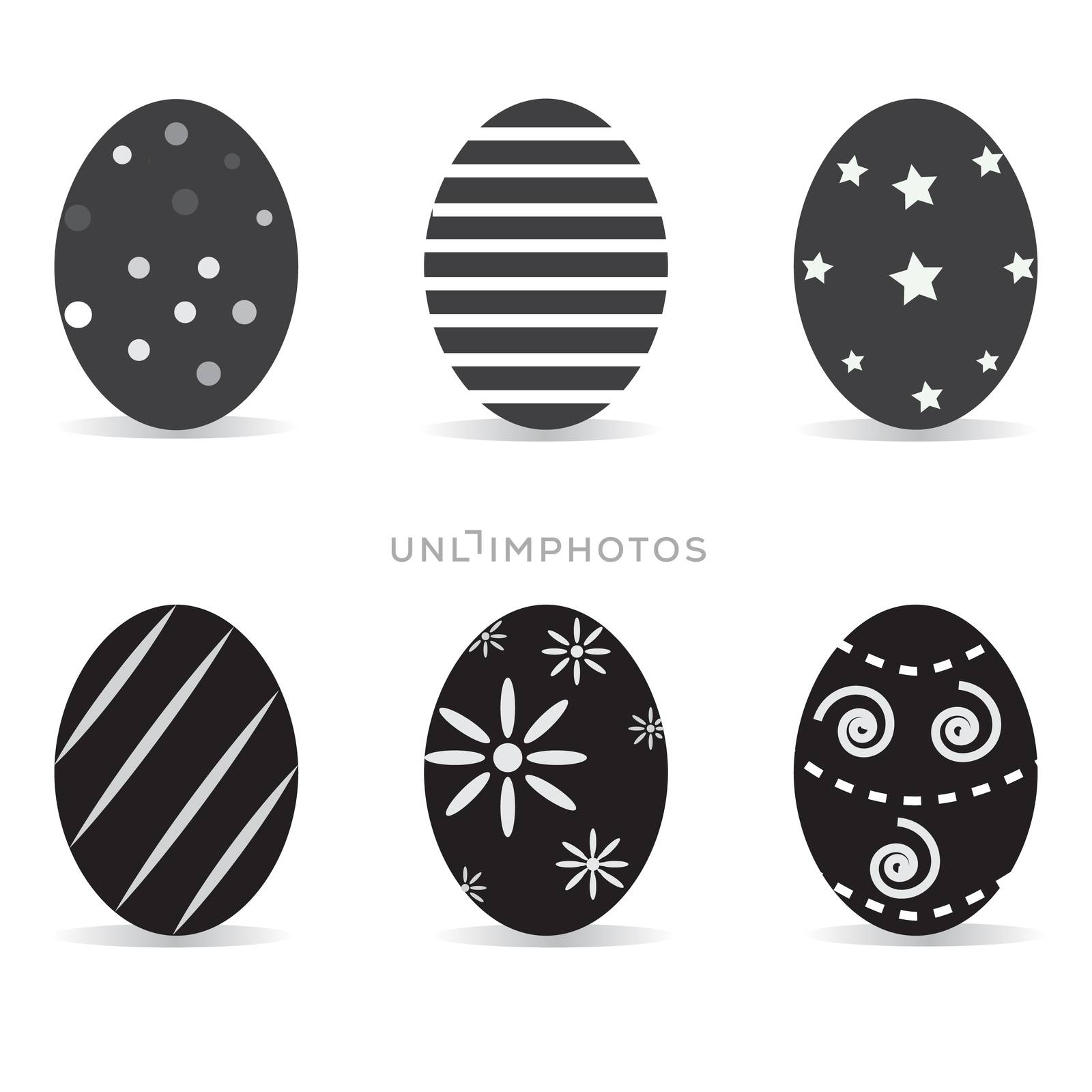 A set of black-and-white easter eggs. easter eggs sign. flat style. easter egg icon for your web site design, logo, app, UI.