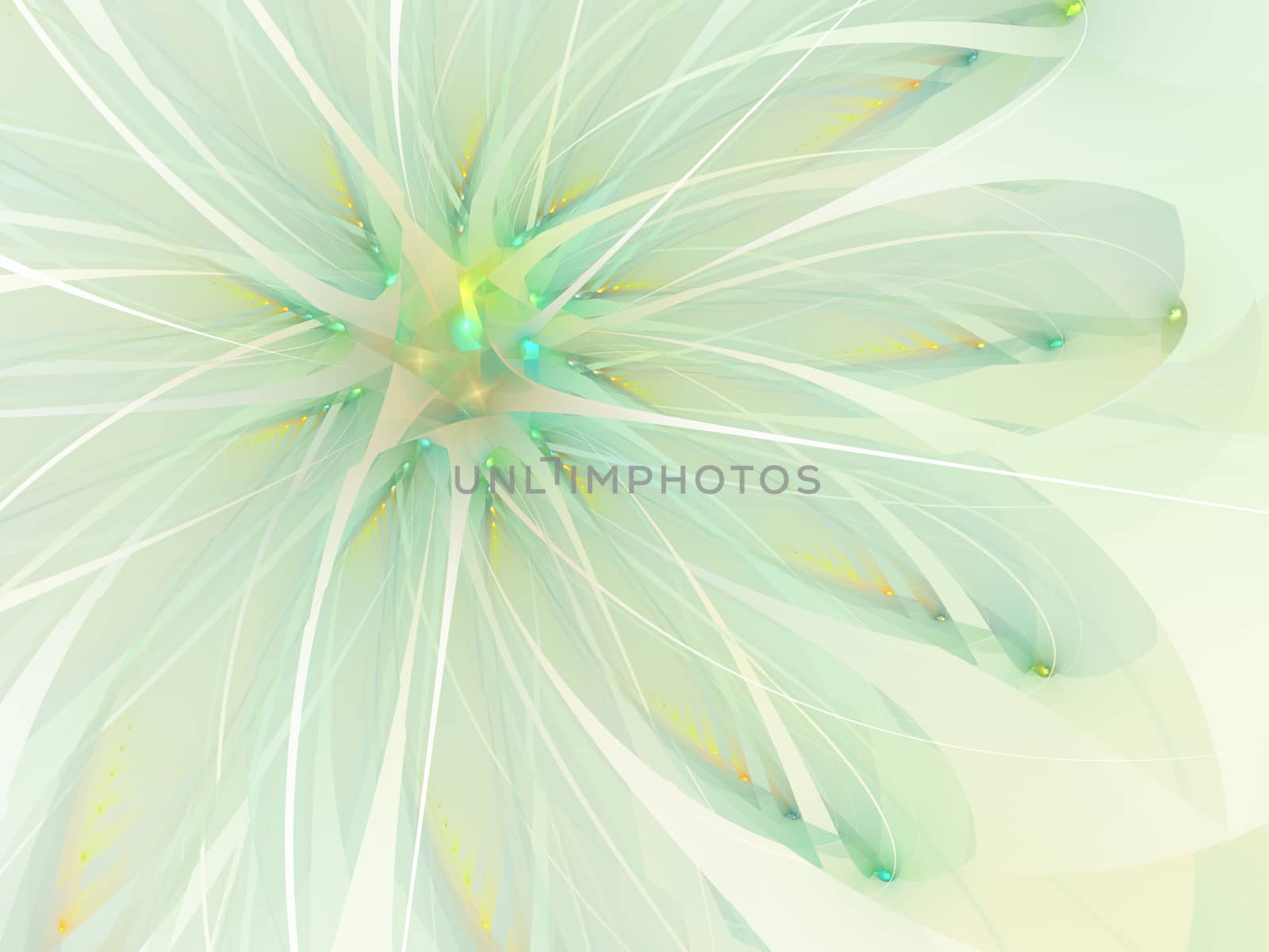 Gentle and soft fractal green flower computer generated image for logo, design concepts, web, prints, posters. Flower background