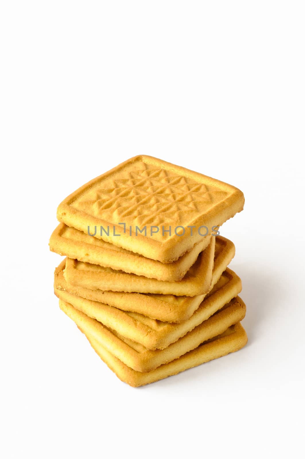 Traditional and genuine tasty butter cookies for breakfast or tea time, isolated on white background