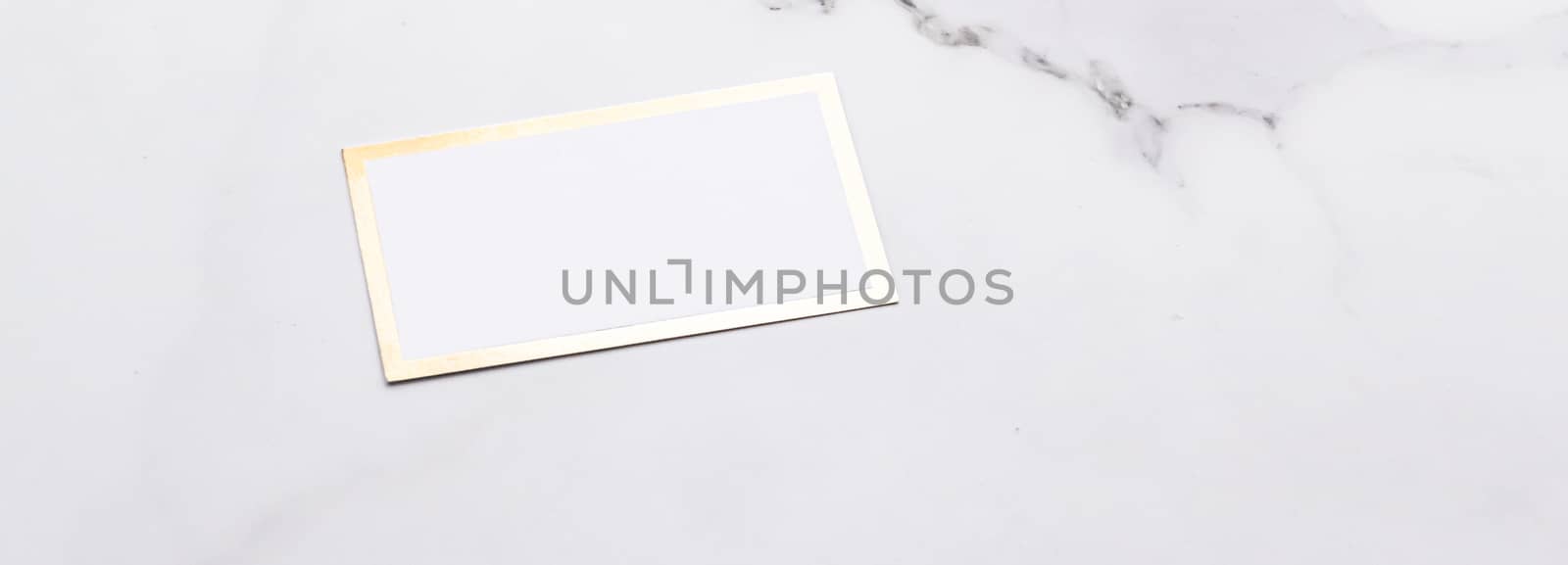 Chic business card or invitation mockup on marble background, paper and stationery branding design