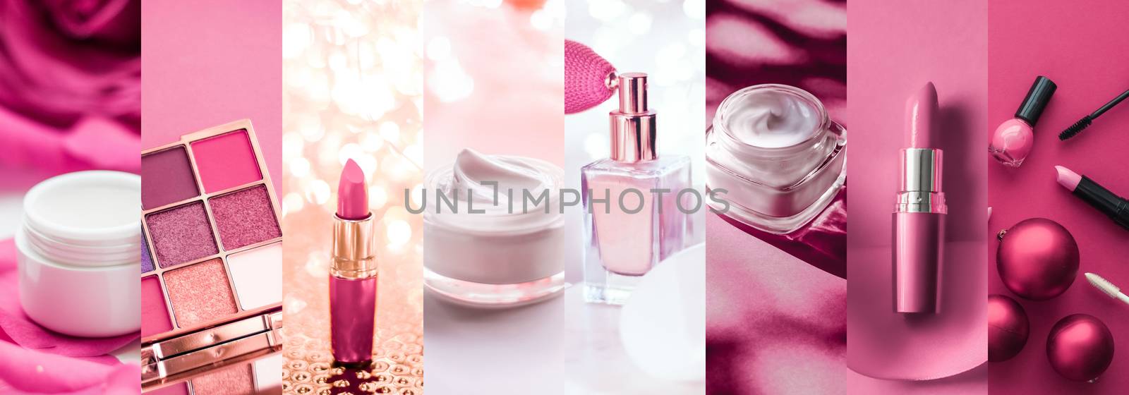Pink beauty banner collage for luxury cosmetic, skincare and make-up brand, glamour background and holiday design by Anneleven
