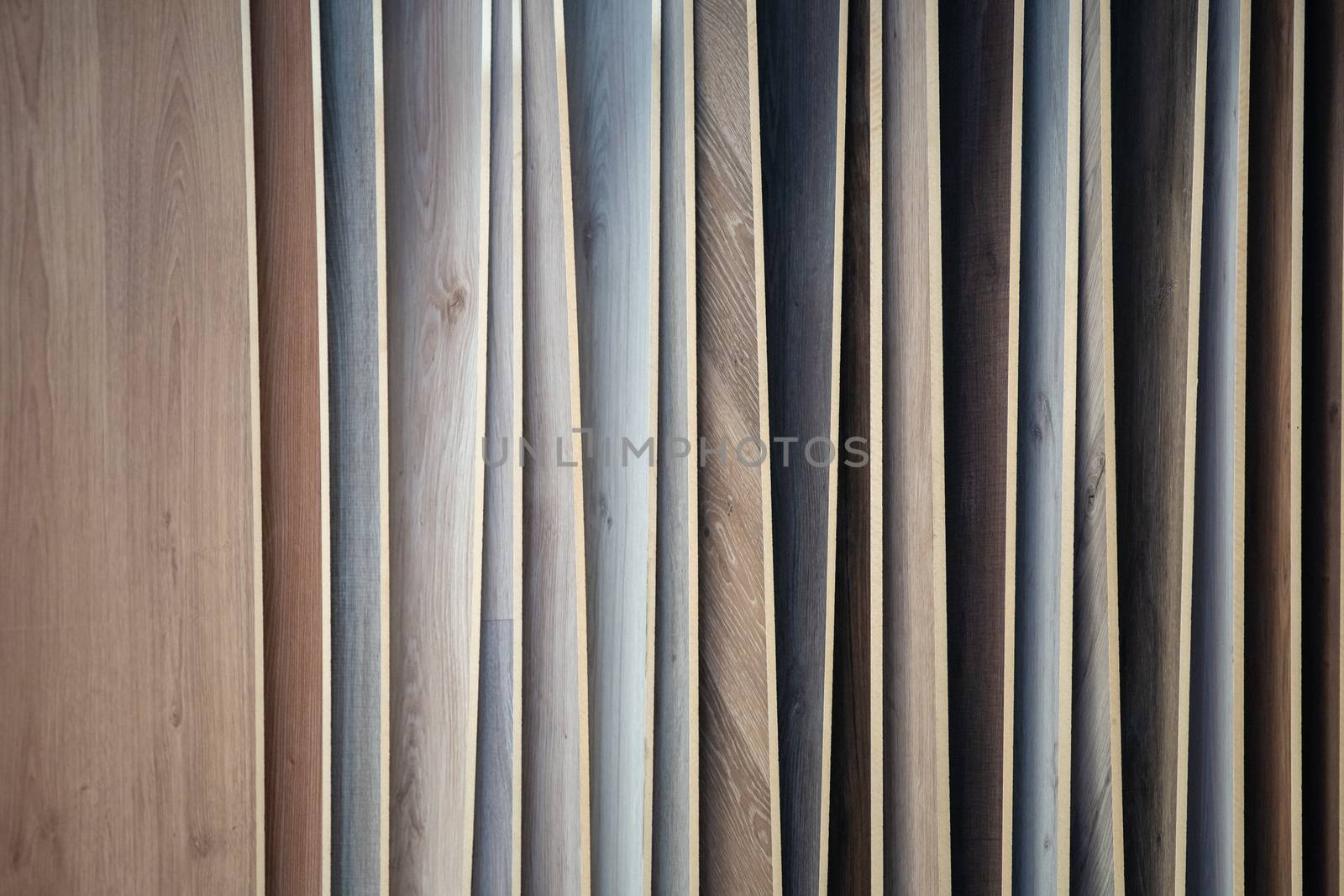 samples of wooden flooring in shop.