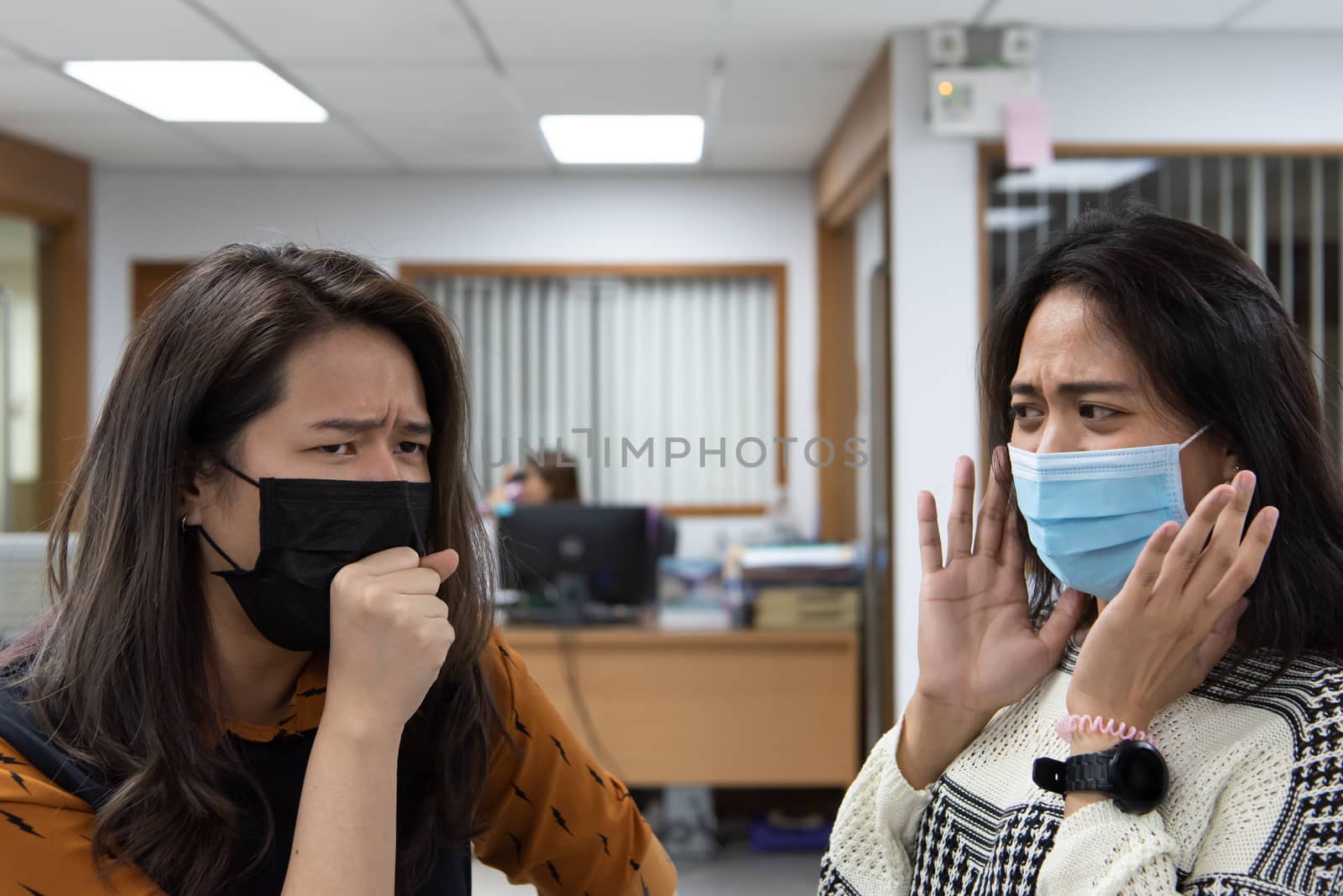 Women wearing mask protection epidemic flu covid19 by PongMoji