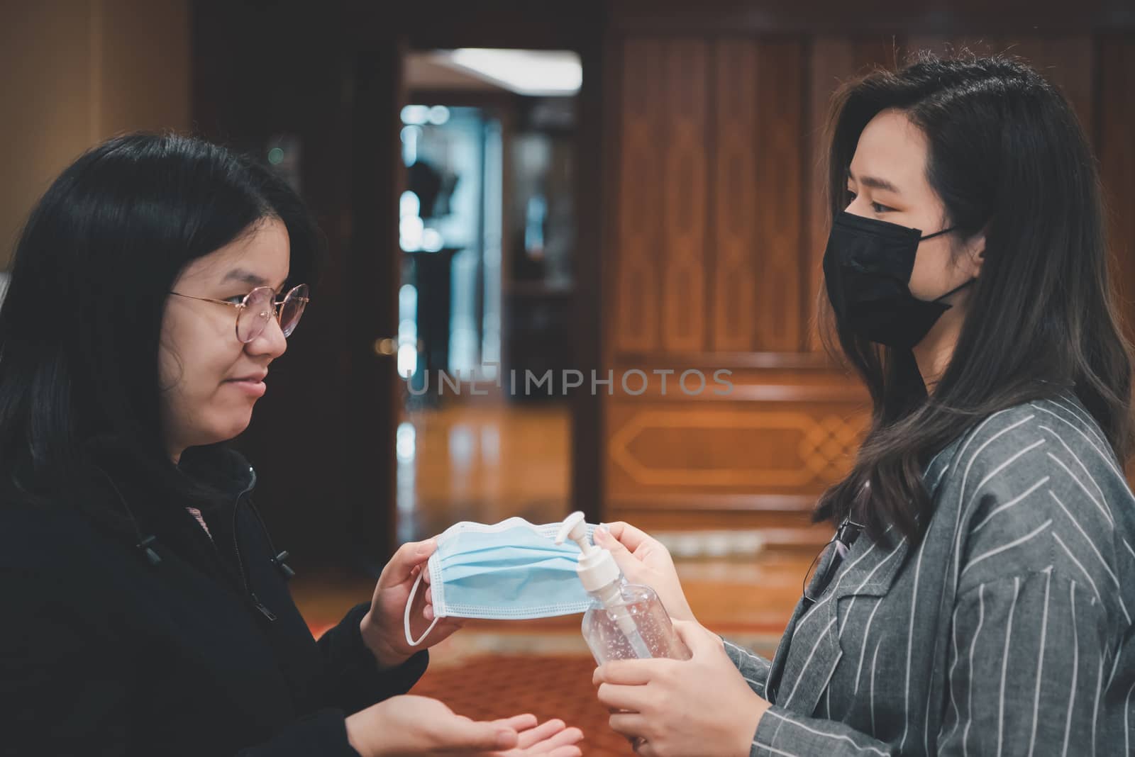 Women wearing mask protection epidemic flu covid19 by PongMoji