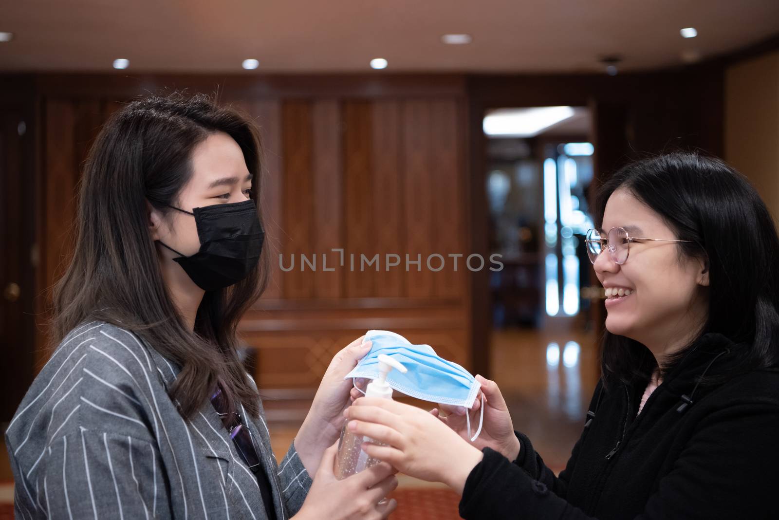 Women wearing mask protection epidemic flu covid19 by PongMoji