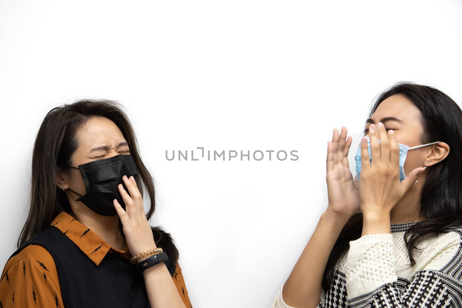 Women wearing mask protection epidemic flu covid19 by PongMoji