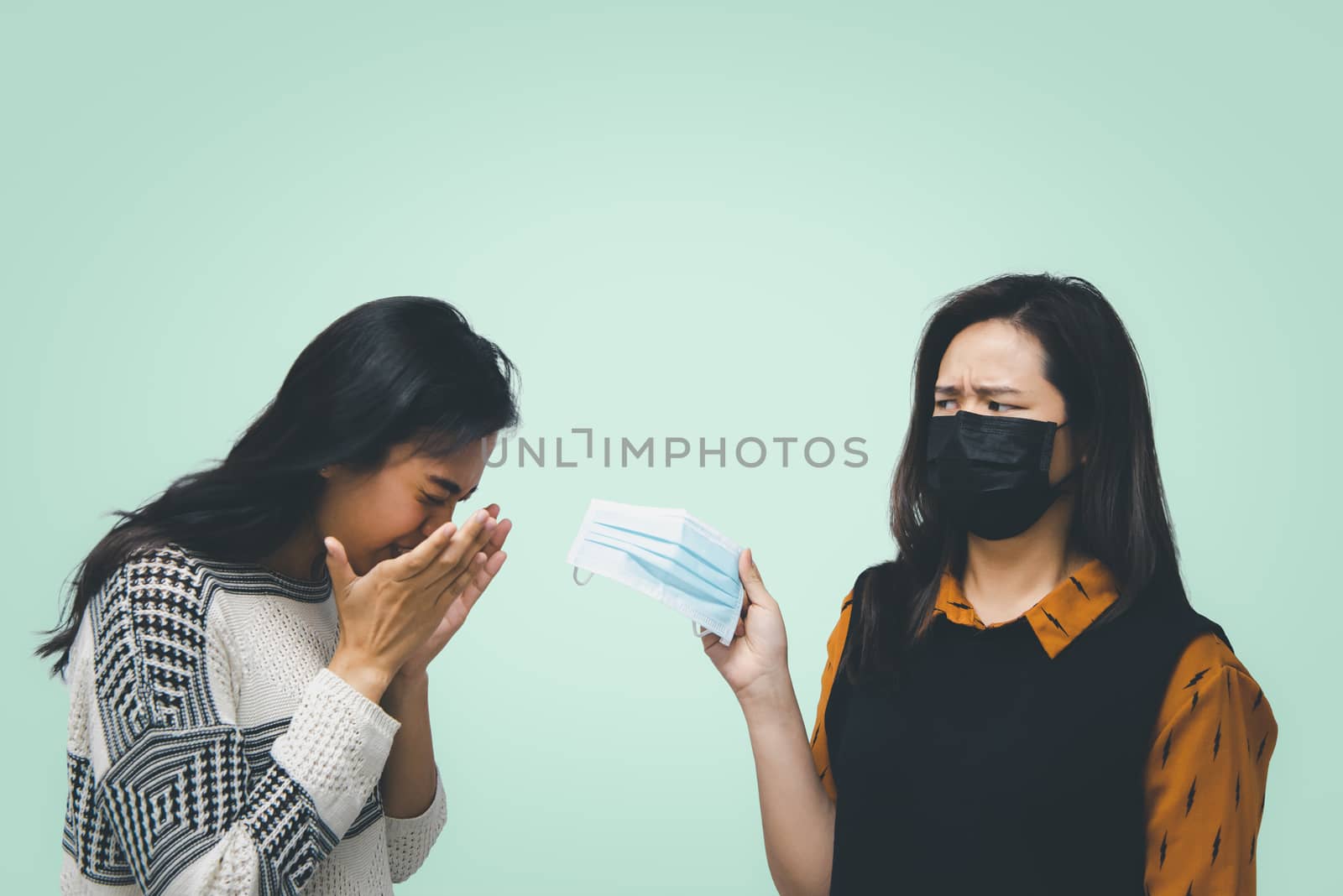 Women wearing mask protection epidemic flu covid19 by PongMoji