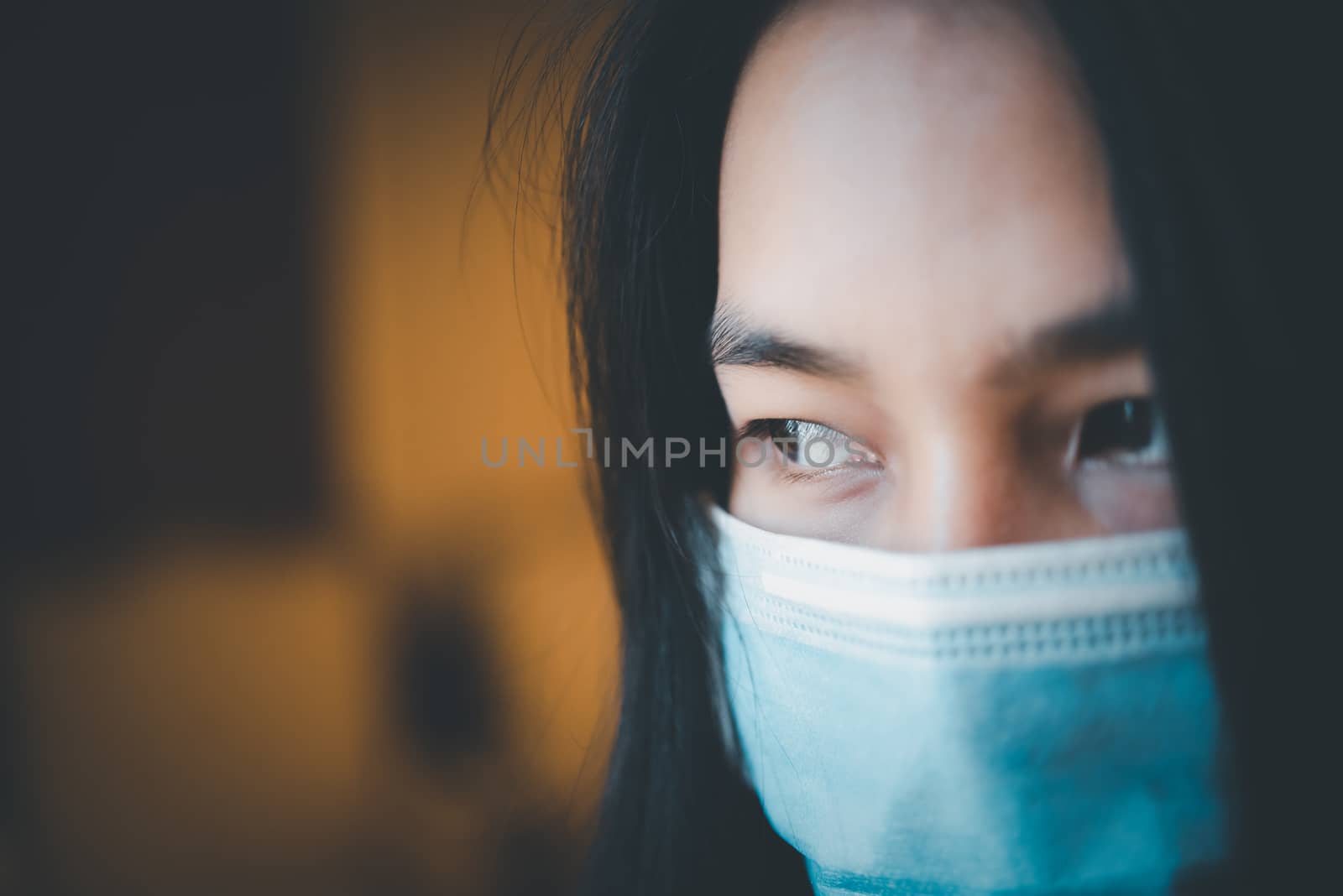 Woman wearing mask protection epidemic flu covid19 by PongMoji