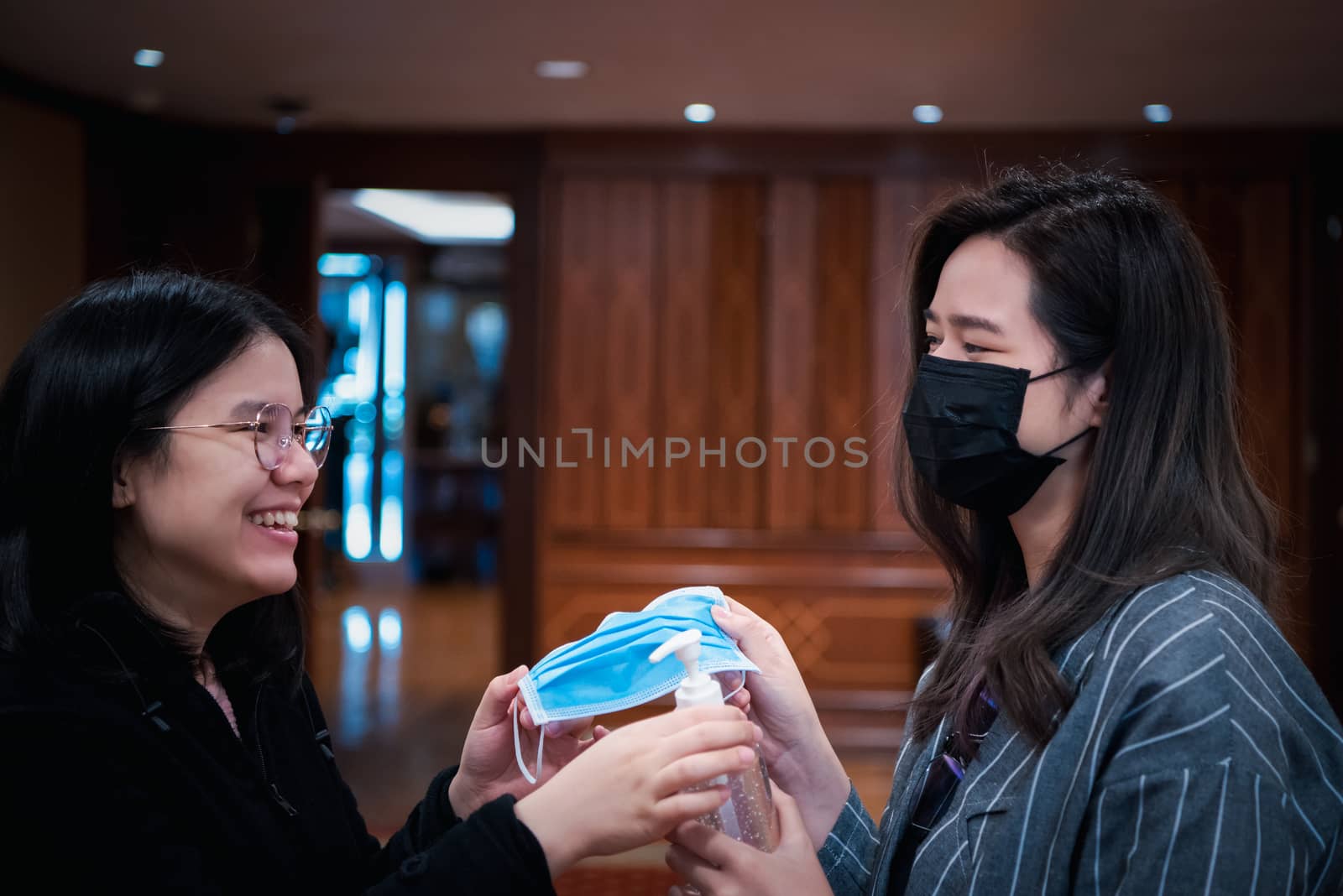 Women wearing mask protection epidemic flu covid19 by PongMoji