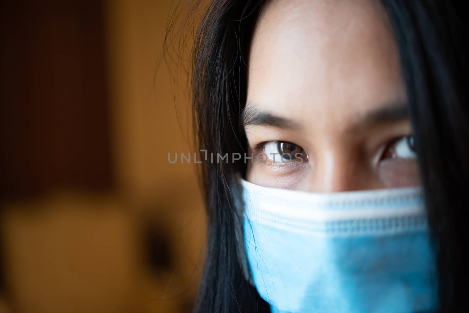 Woman wearing mask protection epidemic flu covid19 by PongMoji