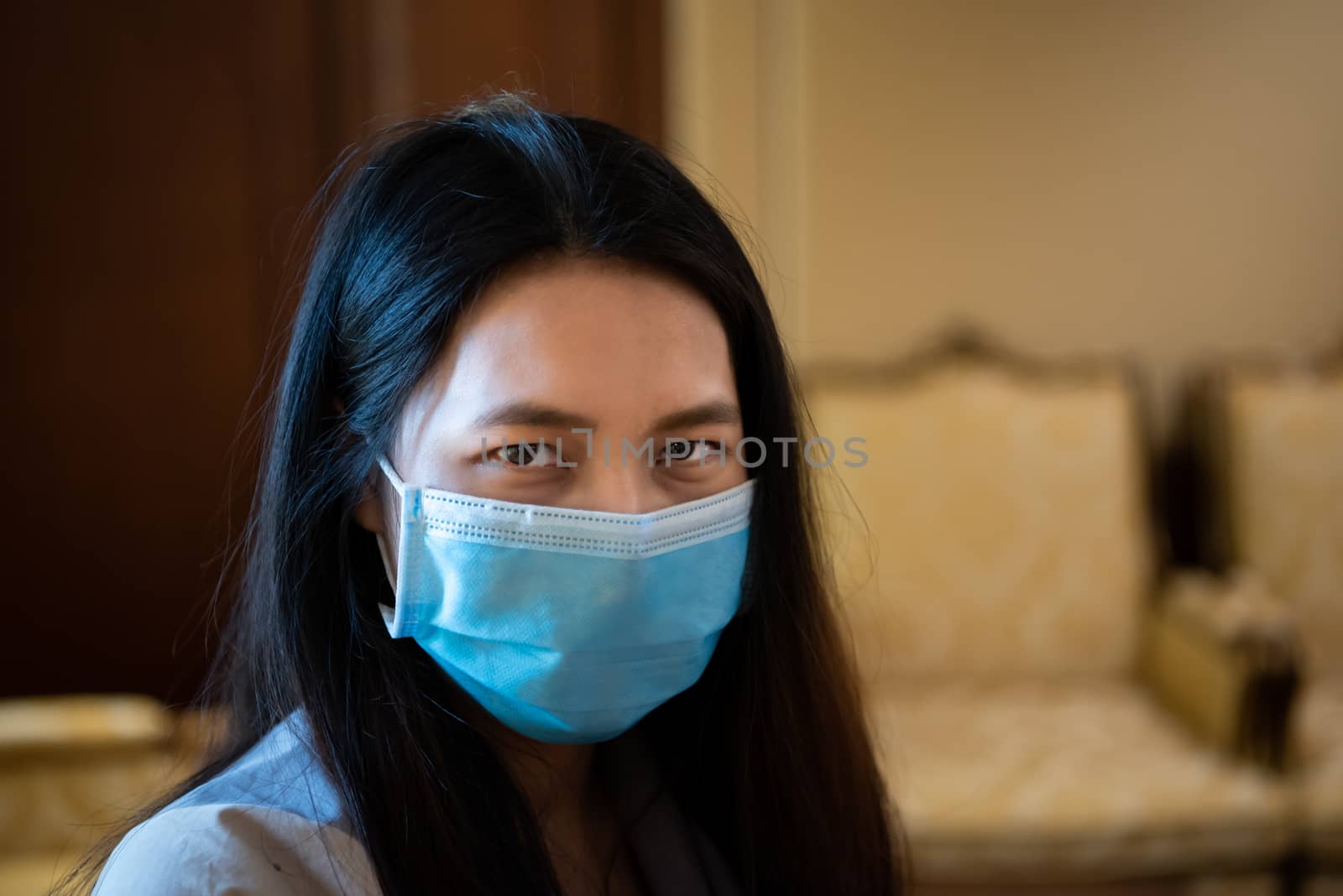 Woman wearing mask protection epidemic flu covid19 by PongMoji