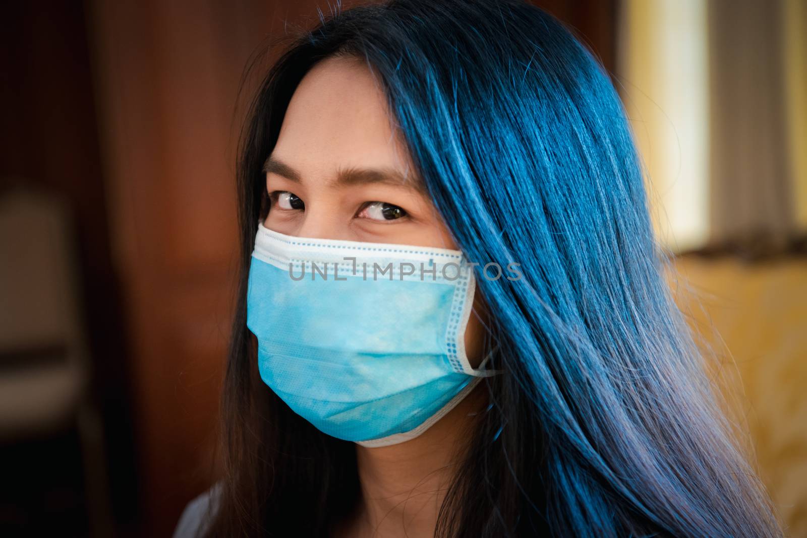 Woman wearing mask protection epidemic flu covid19 by PongMoji