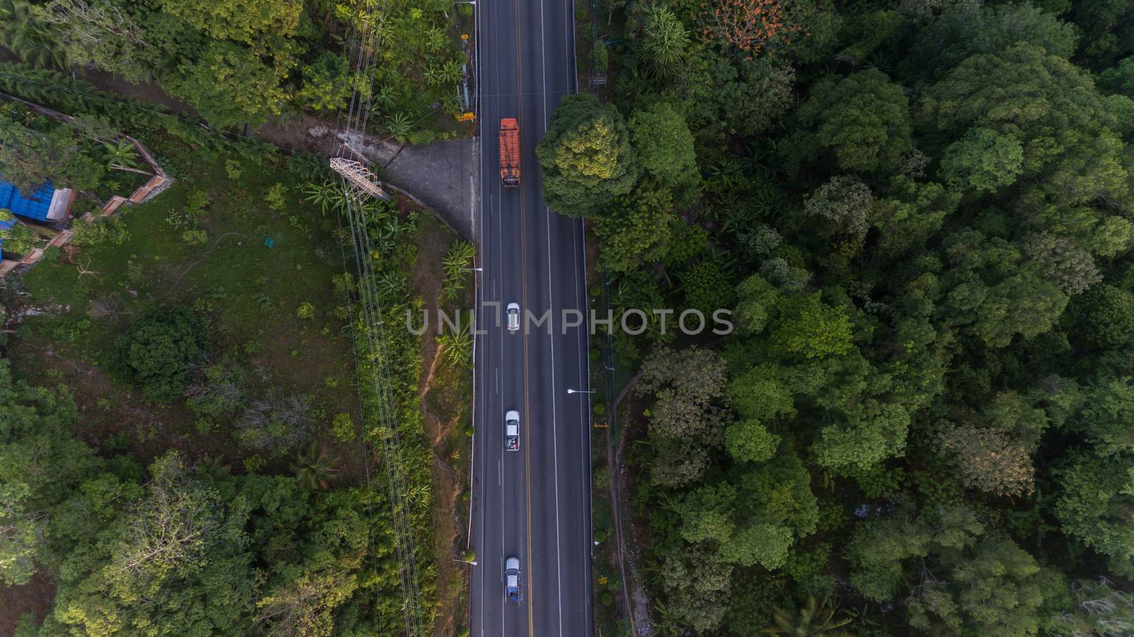 Aerial view of local road to Patong city in Phuket South of Thai by wyoosumran
