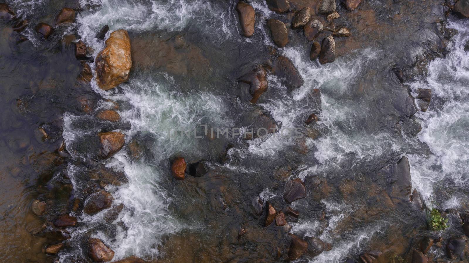 Beautiful aerial view of forest and river in South of Thailand