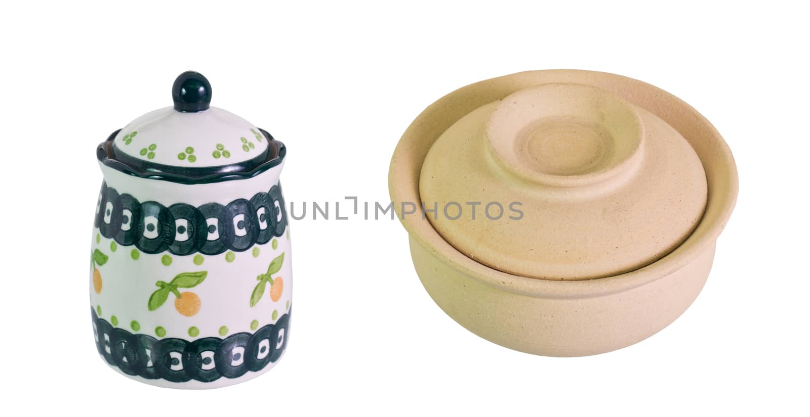 Cream  color, Soup Pottery on isolate white background