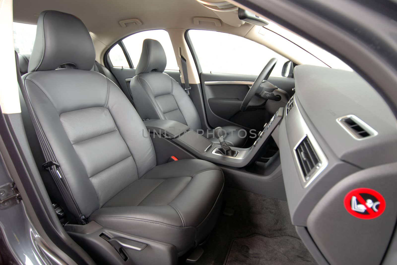 Front Leather seats of a luxury car
