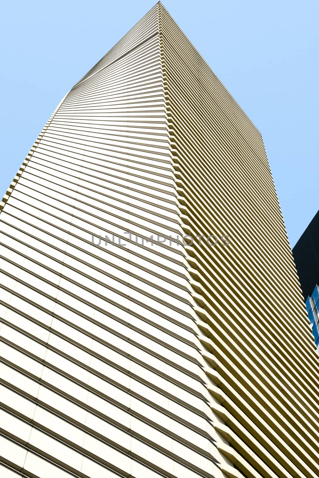 Fragment of a modern building. Modern architecture design in Asakusa, Tokyo, Japan