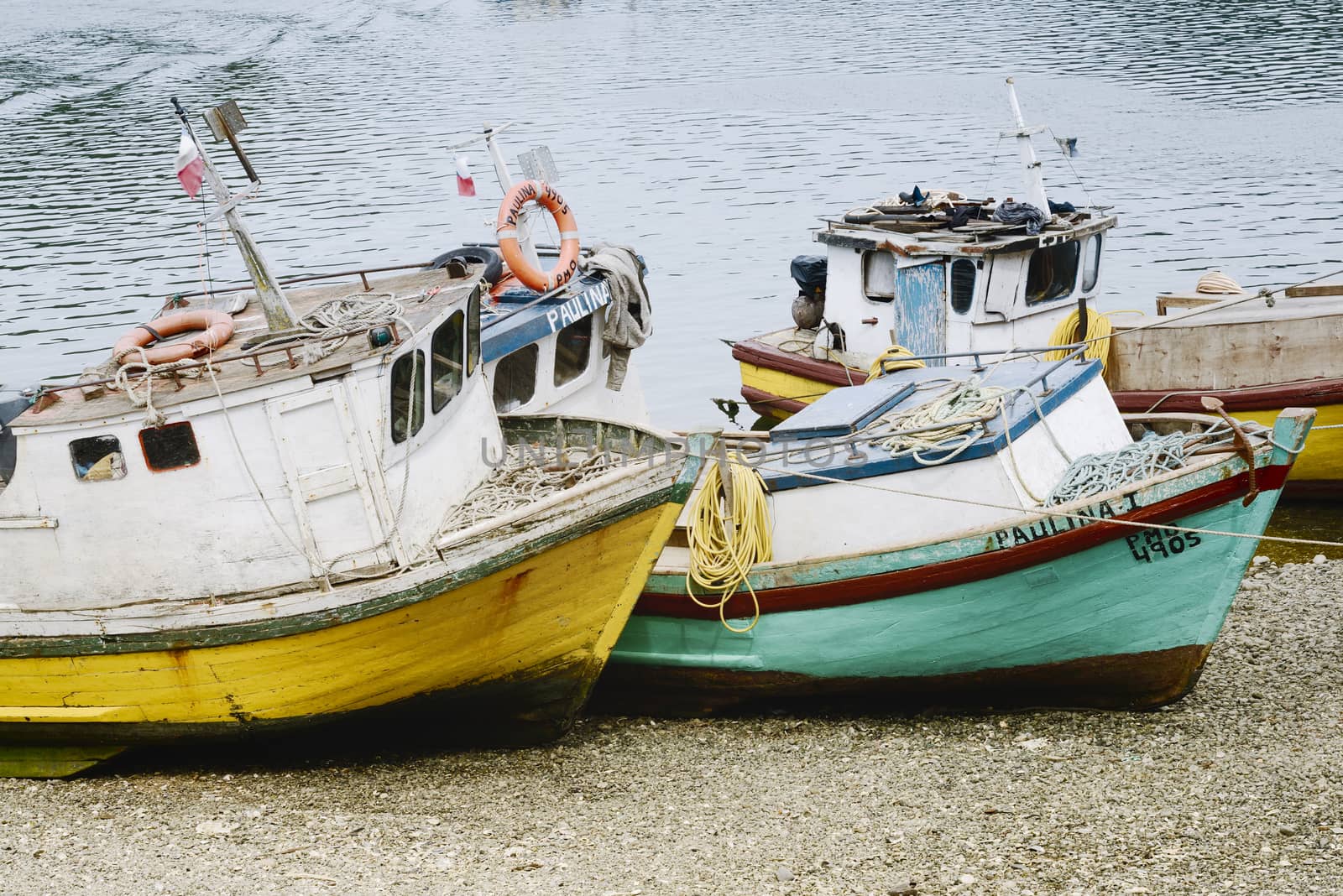 Small Old Fishing Boats On The Beach, Puerto Montt, Chile by dani3315