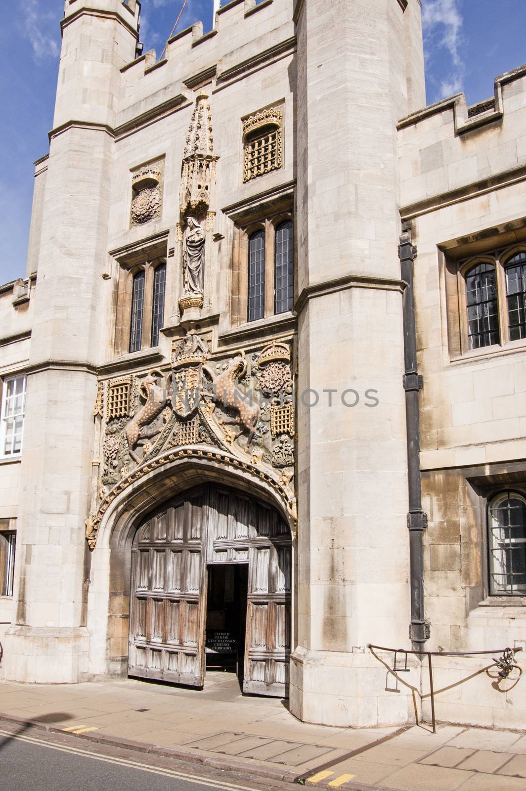 The impressive entrance to Christ's College, part of Cambridge University. Dating back to the fifteenth century, the college was founded by Lady Margaret Beaufort, mother of King Henry VIII.
