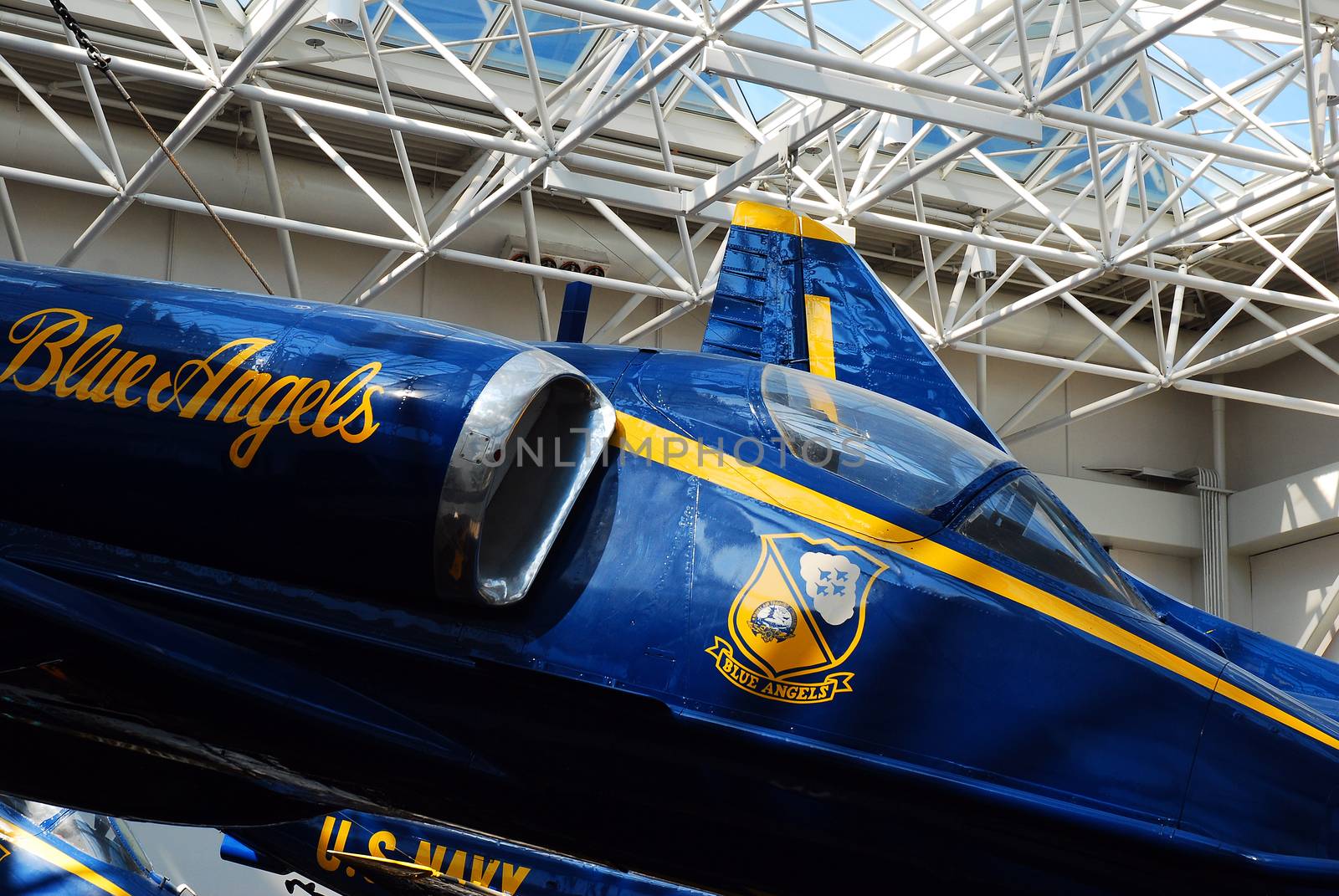 Blue Angel jets are on display at the Naval Aviation Museum in Pensacola, Florida