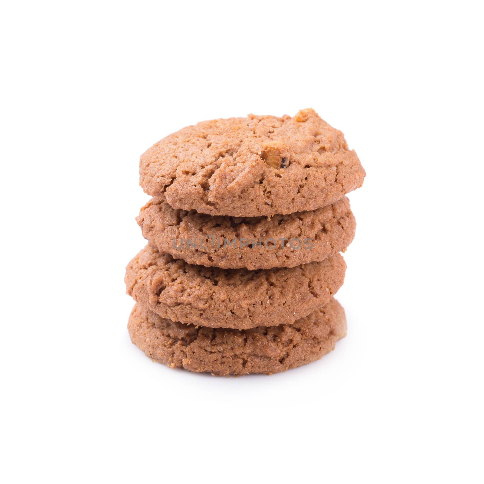 Chocolate cookies isolated on a white background.