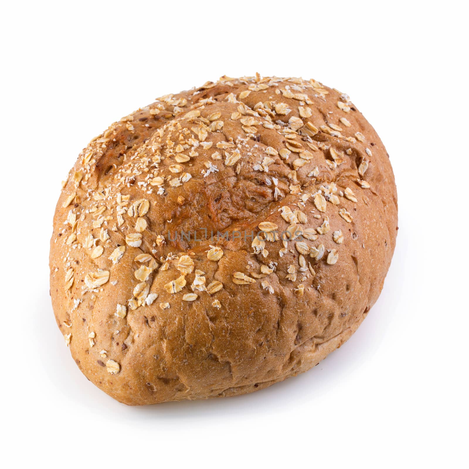 freshly baked bread isolated on white background.