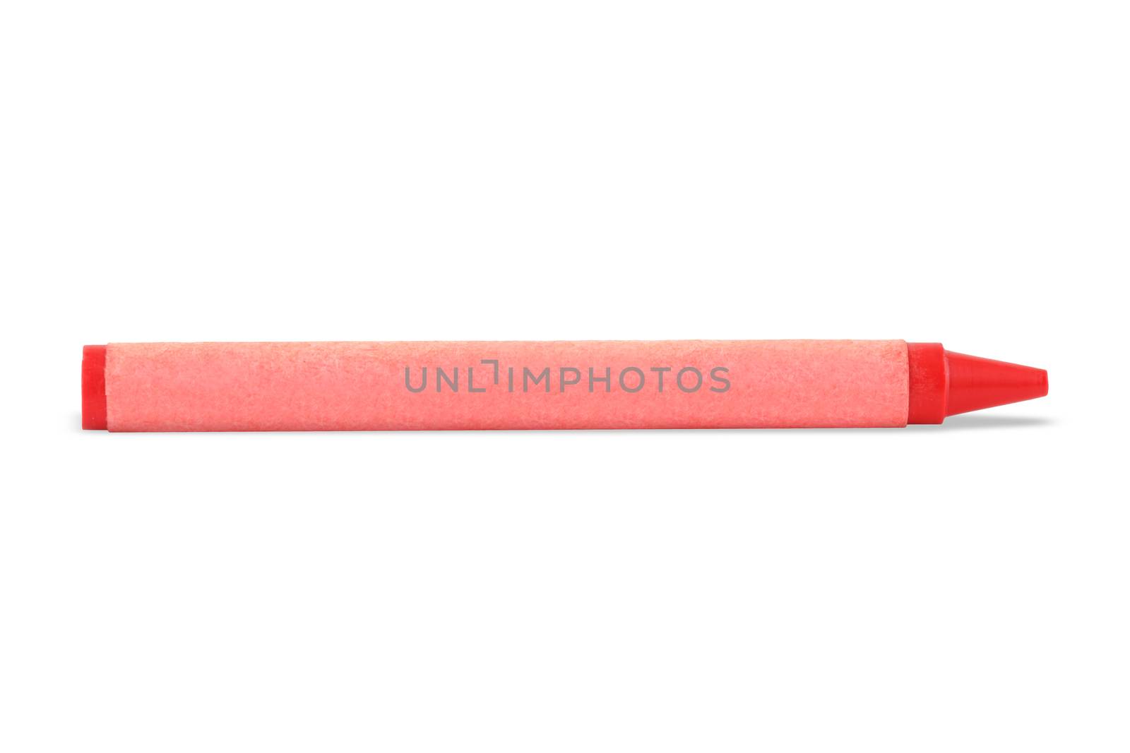 A red wax crayon isolated on white with clipping path