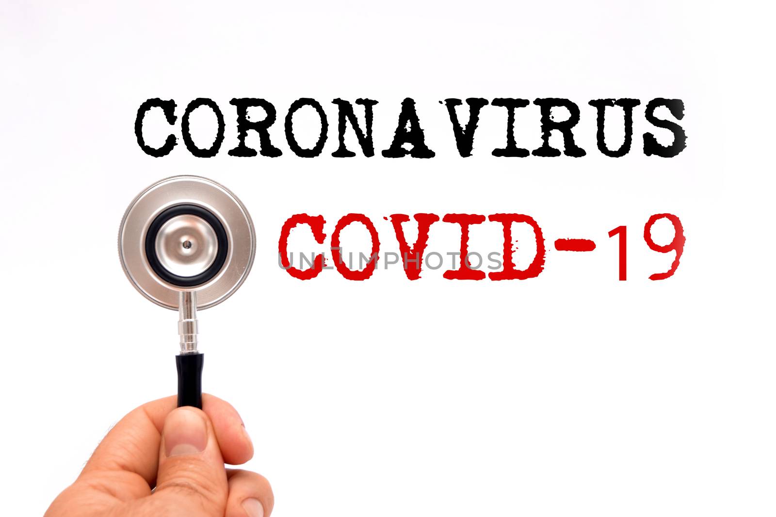 Stethoscope with Coronavirus and COVID-19 words