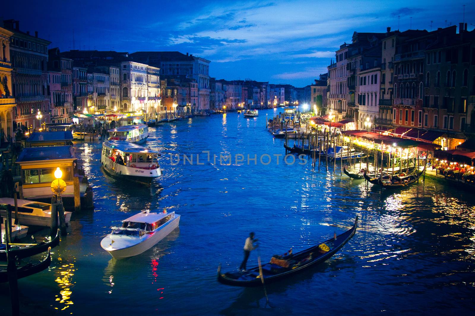 Venice canal by sunset