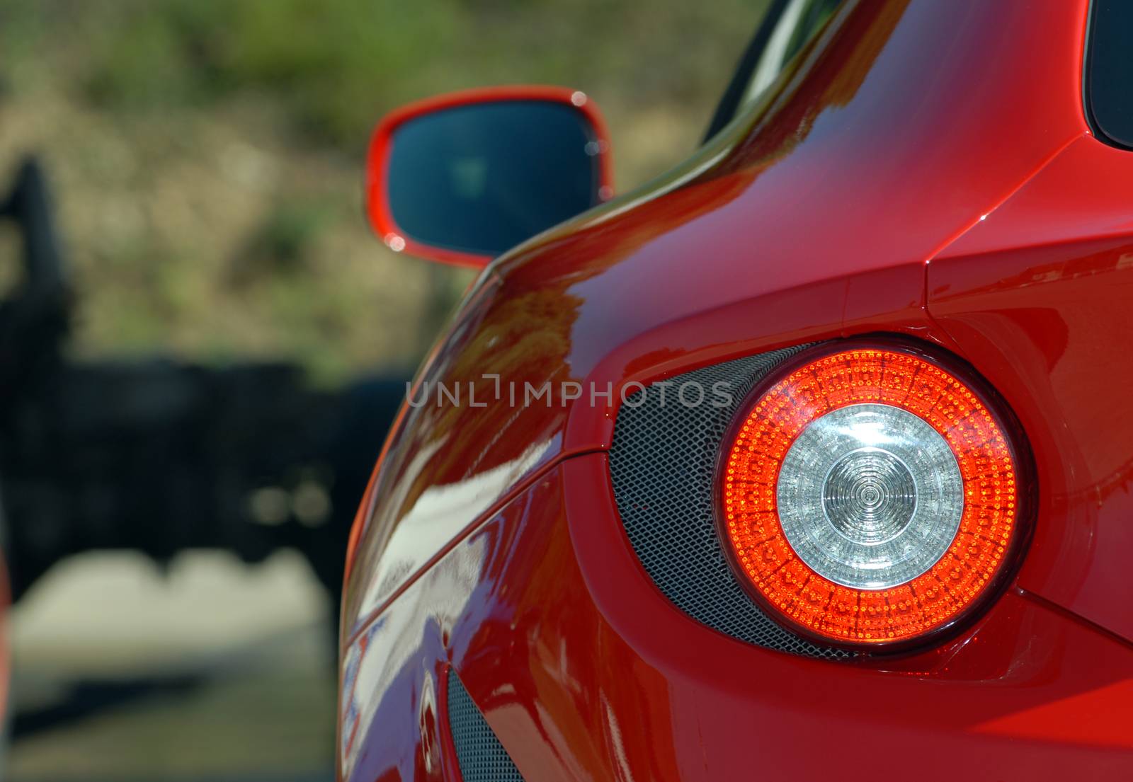 The taillights on a modern sports car