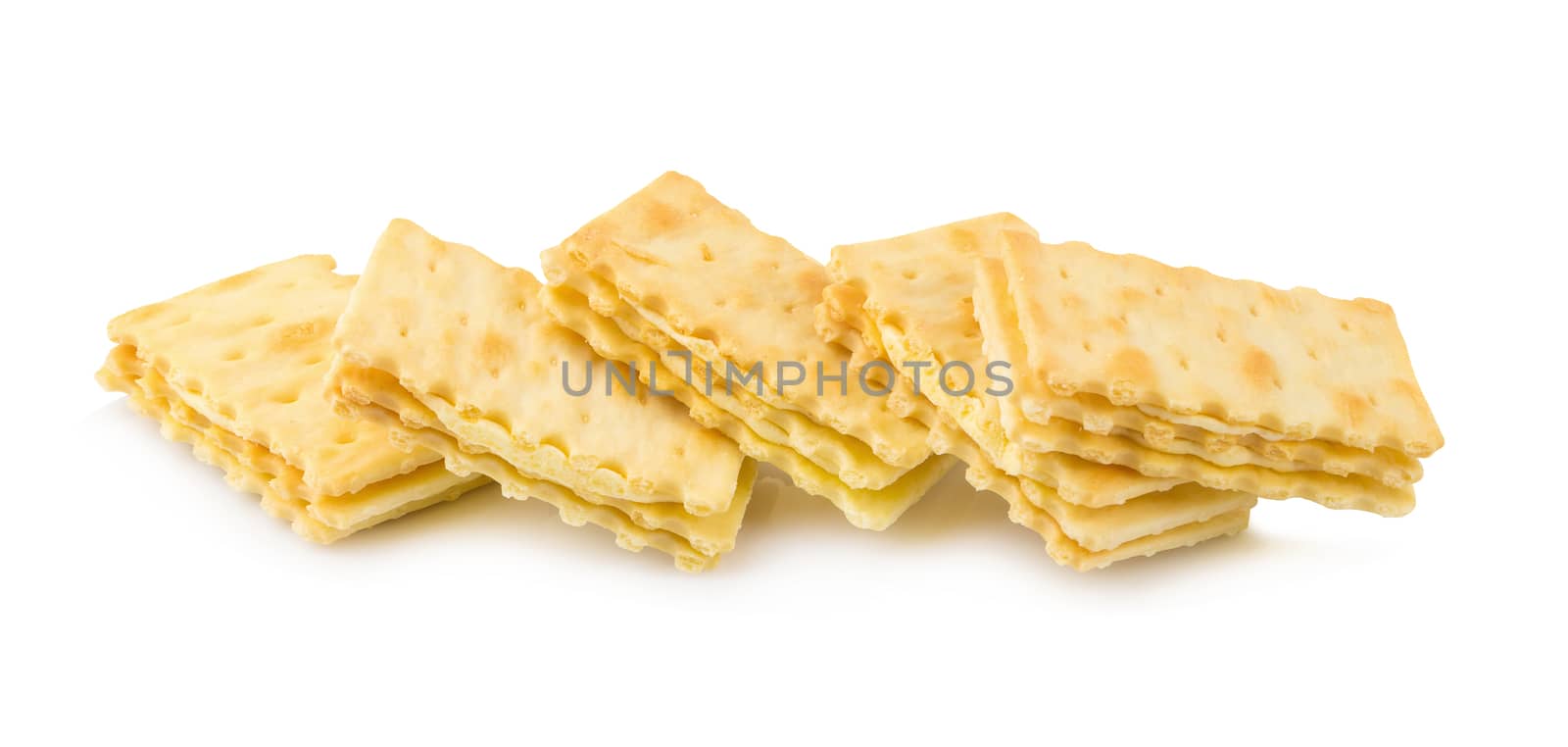 Cracker with creamy layer isolated on white background.