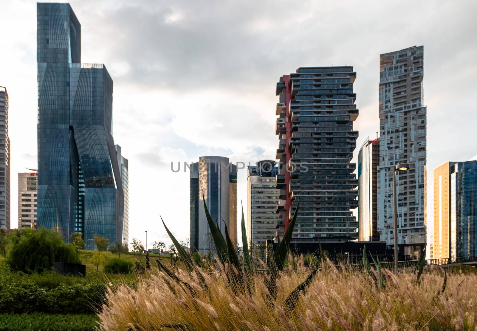 La Mexicana, Santa Fe, Mexico City: June 9, 2020. Office and apartment buildings in Mexico City.