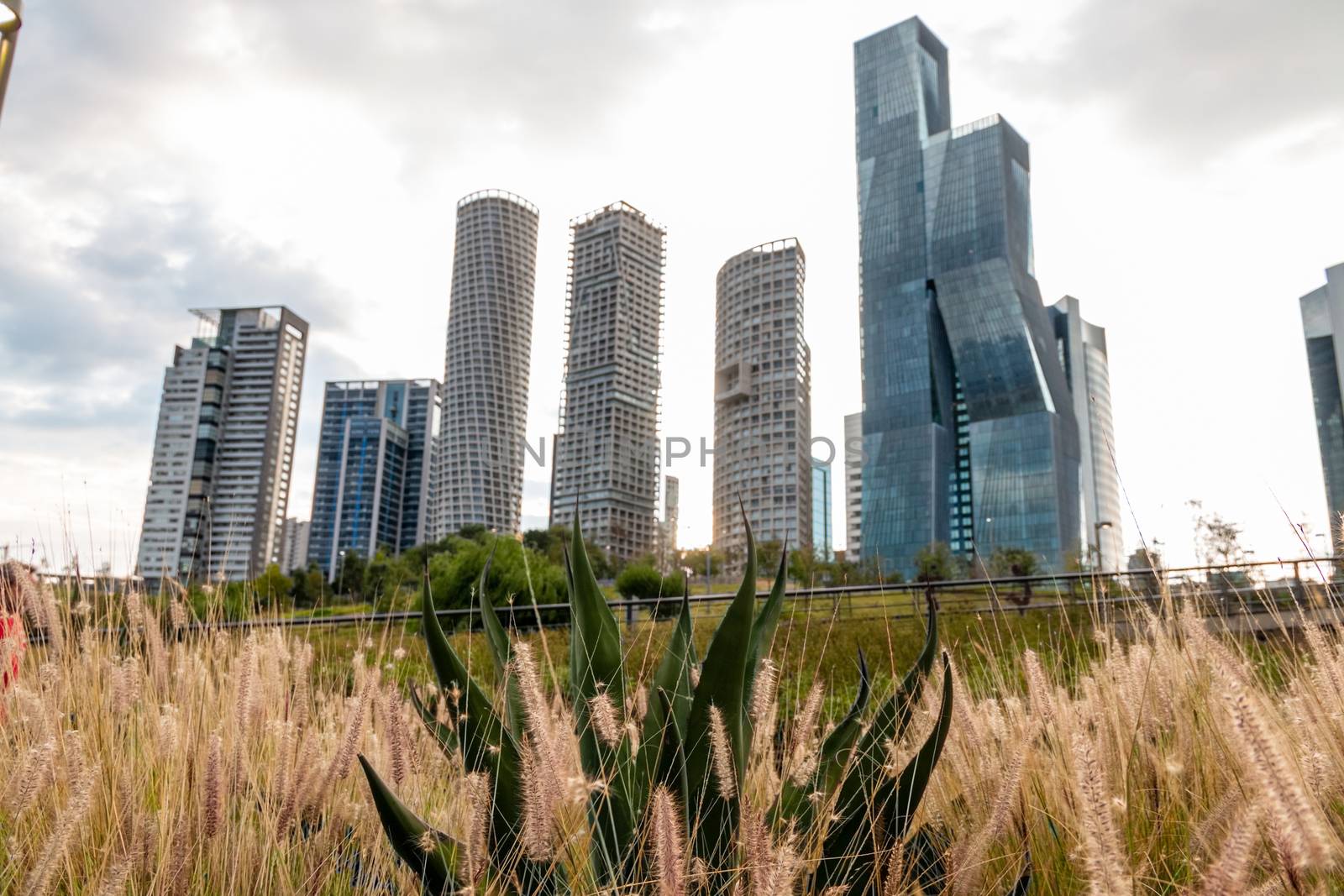 La Mexicana, Santa Fe, Mexico City: June 9, 2020. Office and apartment buildings in Mexico City.