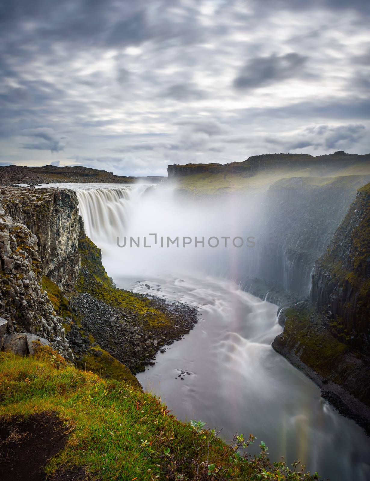Dettifoss waterfall located on the Jokulsa a Fjollum river in Iceland by nickfox