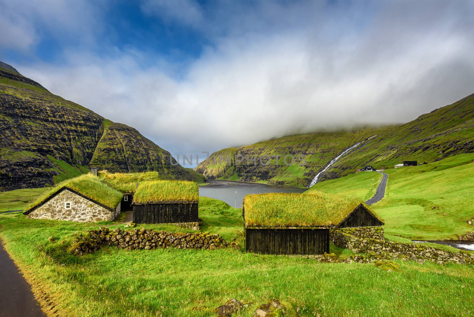 Village of Saksun located on the island of Streymoy, Faroe Islands, Denmark