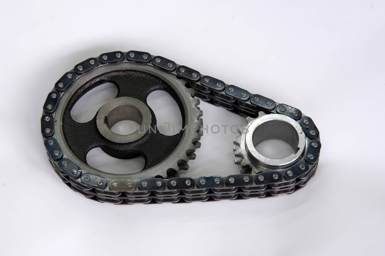 chain and two sprockets from car engine