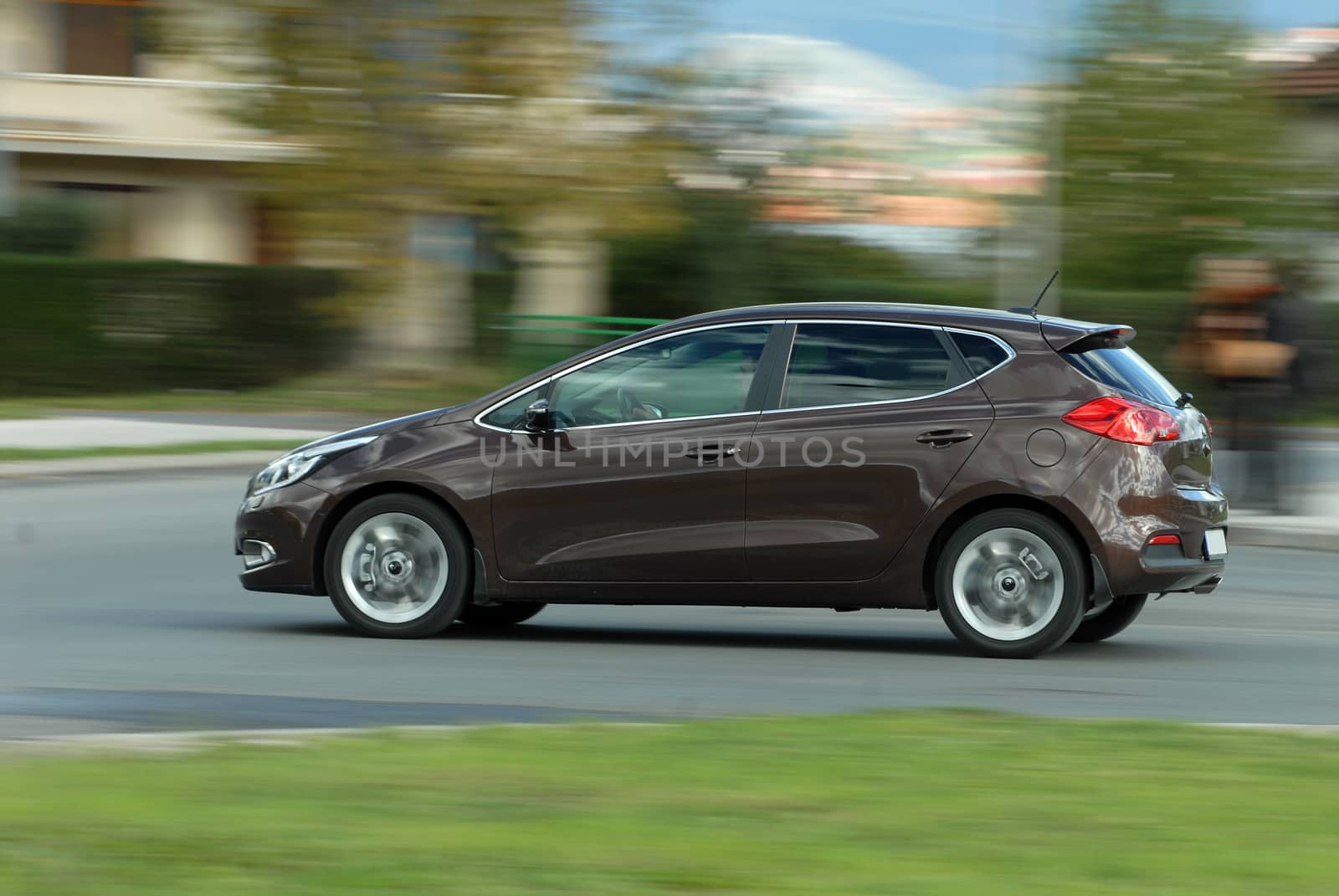 car photographed at high speeds