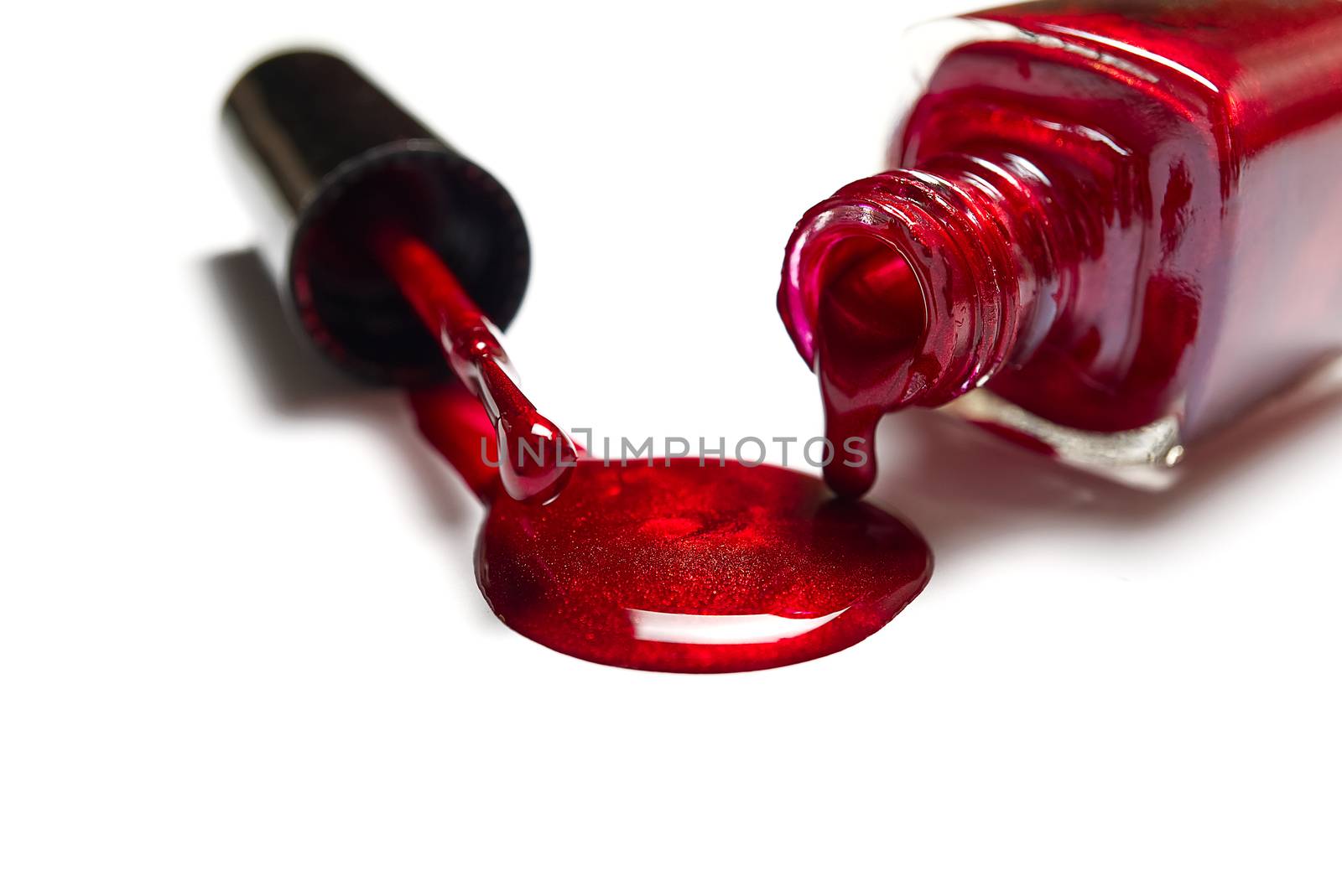 Spilled nail polish. Red nail polish. Dripping nail polish. capsized nail polish. by PhotoTime