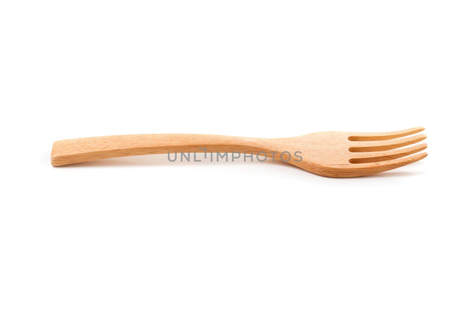 Wooden fork isolated on a white background.