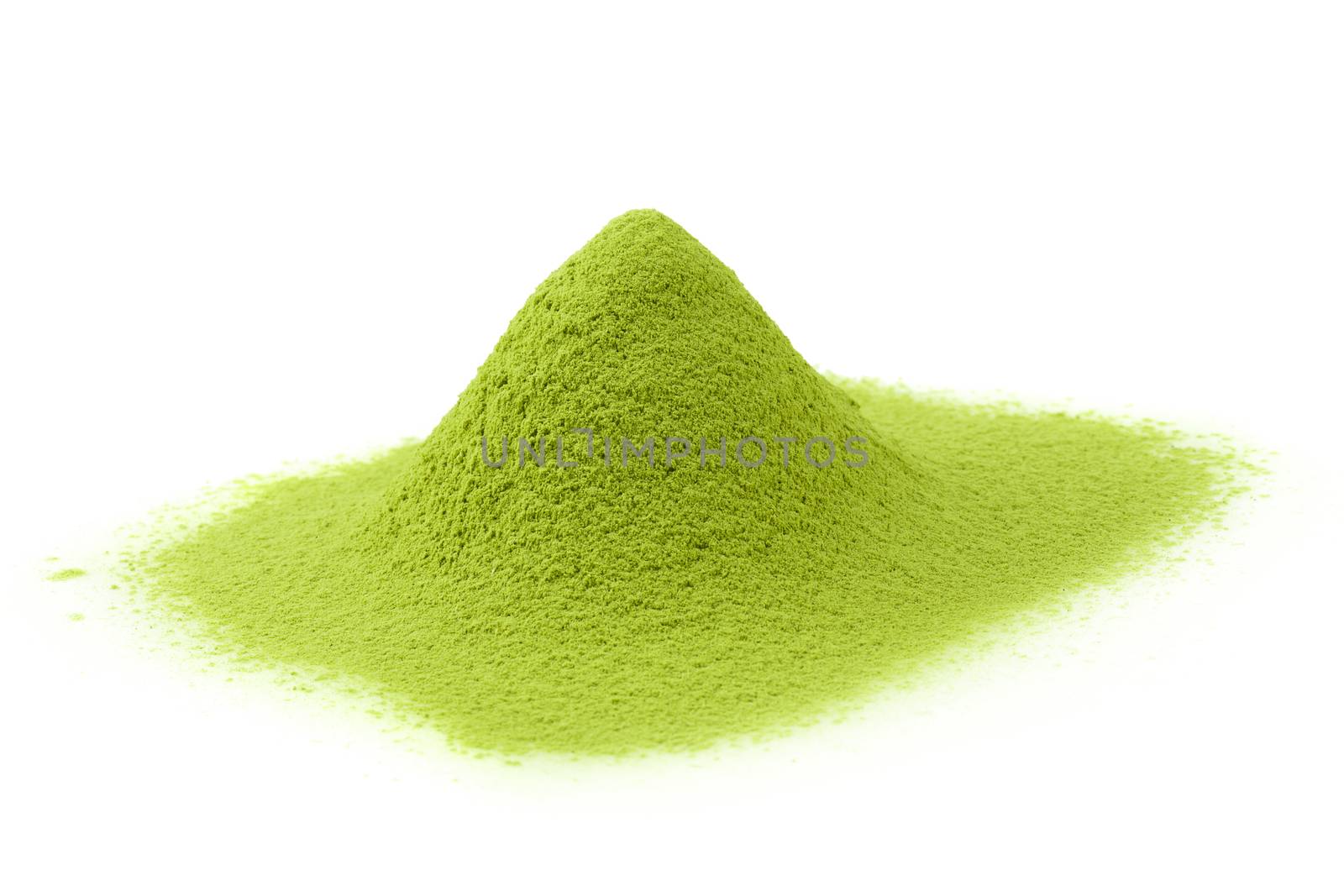 matcha powder green tea isolated on a white background by kaiskynet